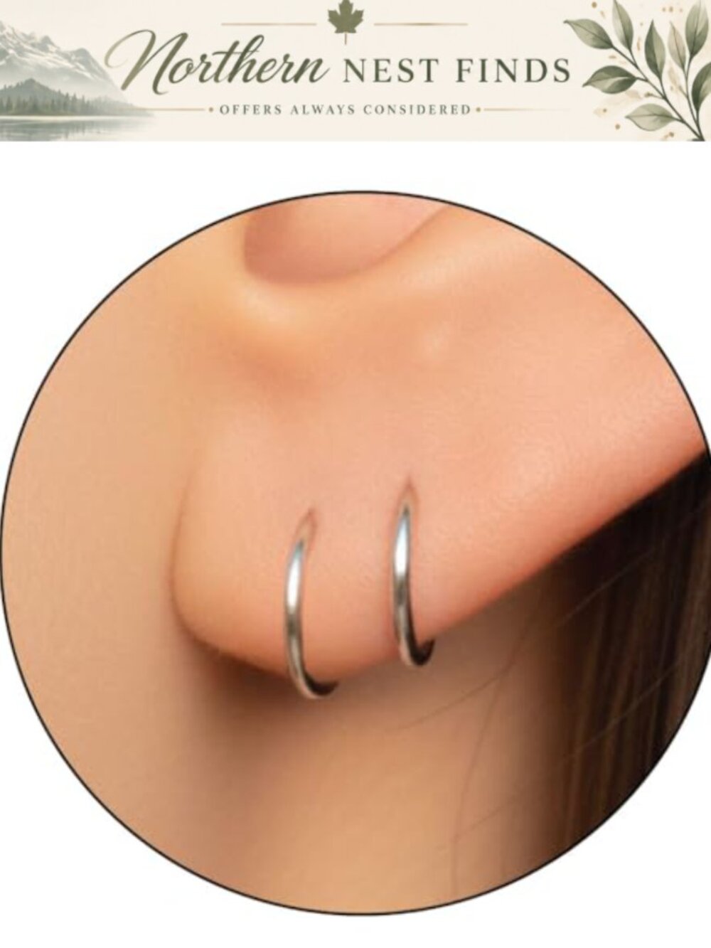 Sterling Silver Small Hoop Earrings 8mm 925 Silver Tiny Huggie Hoops